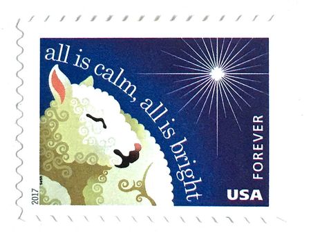 100 Christmas Lamb Stamps // All is Calm // Silent Night Christmas Star // Forever Postage Stamps For Mailing Holiday Cards